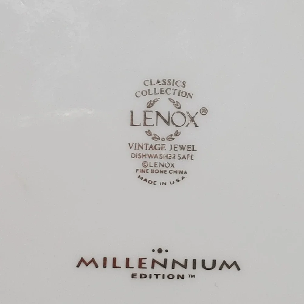 Lenox Vintage Jewel Dinner Plates 10.75in White  Millennium Edition